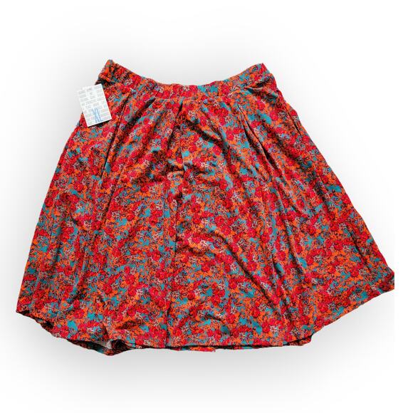 Lularoe Madison Box Pleats w/ Pockets Floral Pink/Green Skirt Women Sz XL - Picture 2 of 8